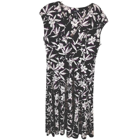 Chaps Size L Womens Floral Maxi Dress  Navy & Purple & White - Picture 2 of 16